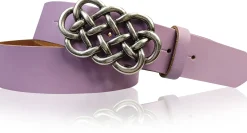 AILIS 2 Damen Ledergürtel 4 cm echt Leder mit keltischer Gürtelschnalle silber