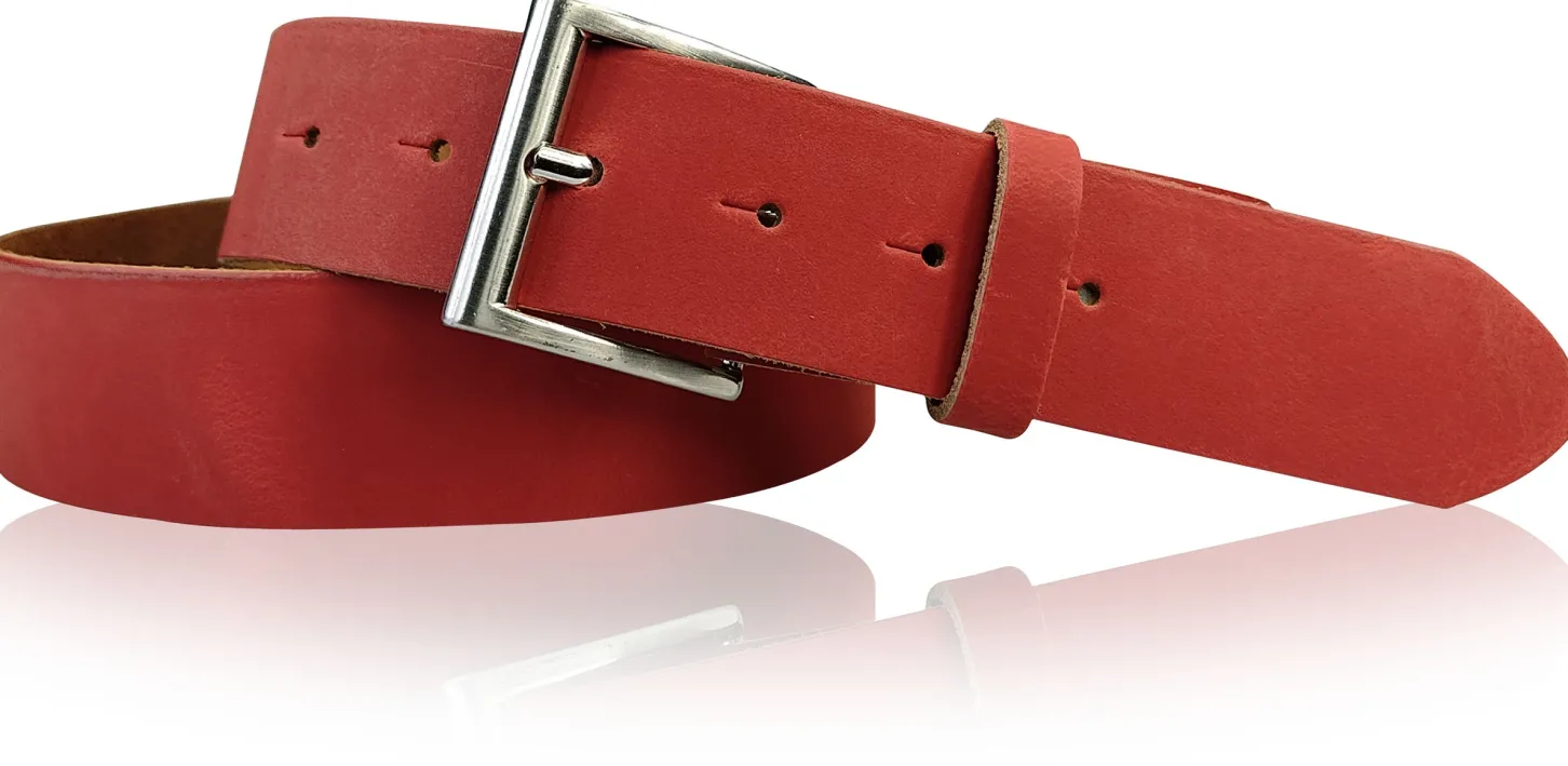 ALL DAY: klassischer Gürtel 4 cm 100% Leder mit silberner italienischer Gürtelschnalle