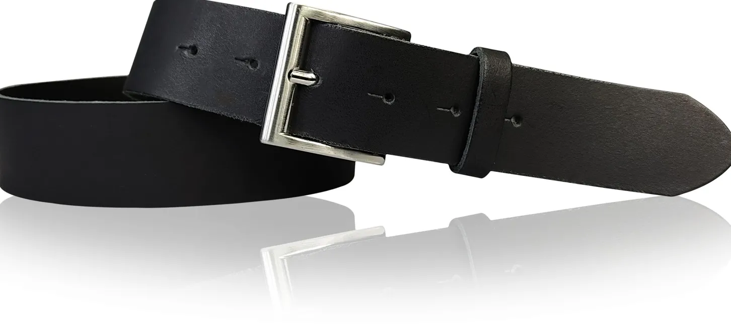 ALL DAY: klassischer Gürtel 4 cm 100% Leder mit silberner italienischer Gürtelschnalle