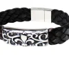 Armband aus weichem Leder mit schmückendem Zierteil, Edelstahl Verschluss
