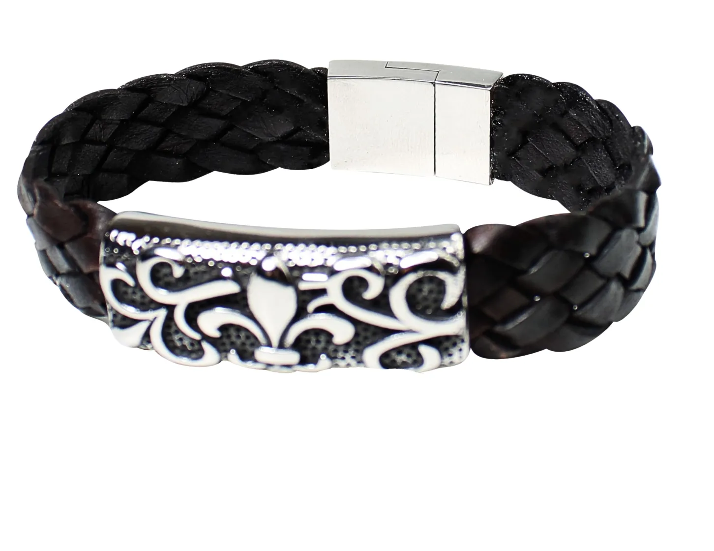 Armband aus weichem Leder mit schmückendem Zierteil, Edelstahl Verschluss