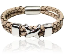 Armband mit doppelter Lederkordel und Edelstahl Zierteilen