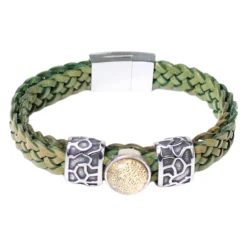 Armband mit Lederkordel und Edelstahl Verschluss, Animal Print Cabochons