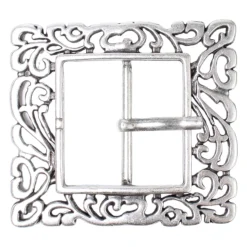 Auffällige, große Gürtelschnalle silber, Dornschnalle für 4,5 cm Riemen