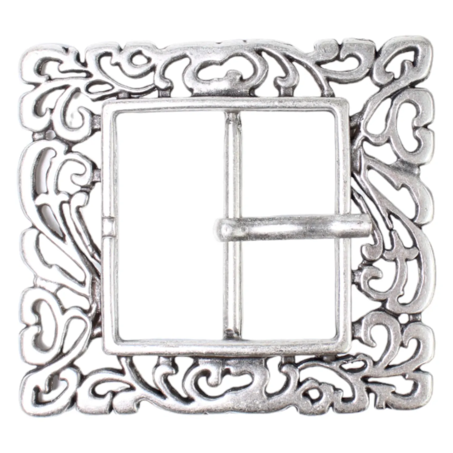 Auffällige, große Gürtelschnalle silber, Dornschnalle für 4,5 cm Riemen