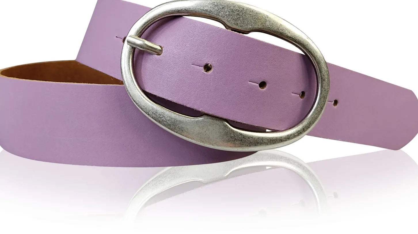 BARREL 2: Damen Ledergürtel 4 cm mit großer ovaler Gürtelschnalle in altsilber