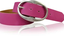 BARREL 2: Damen Ledergürtel 4 cm mit großer ovaler Gürtelschnalle in altsilber