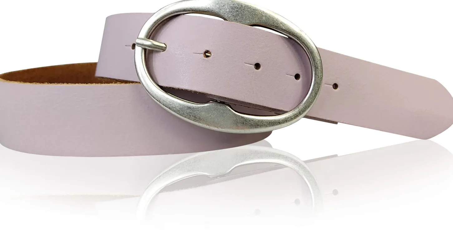 BARREL 2: Damen Ledergürtel 4 cm mit großer ovaler Gürtelschnalle in altsilber