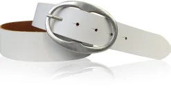 BARREL 2: Damen Ledergürtel 4 cm mit großer ovaler Gürtelschnalle in altsilber