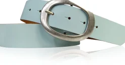 Basic Ledergürtel mit silberfarbiger ovaler Gürtelschnalle 4 cm
