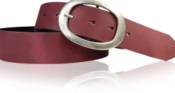 Basic Ledergürtel mit silberfarbiger ovaler Gürtelschnalle 4 cm