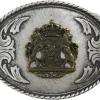 BAVARIA IV silberne Trachtengürtelschnalle oval, Bayerisches Wappen Trachten Buckle für 4 cm Gürtel