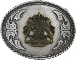 BAVARIA IV silberne Trachtengürtelschnalle oval, Bayerisches Wappen Trachten Buckle für 4 cm Gürtel
