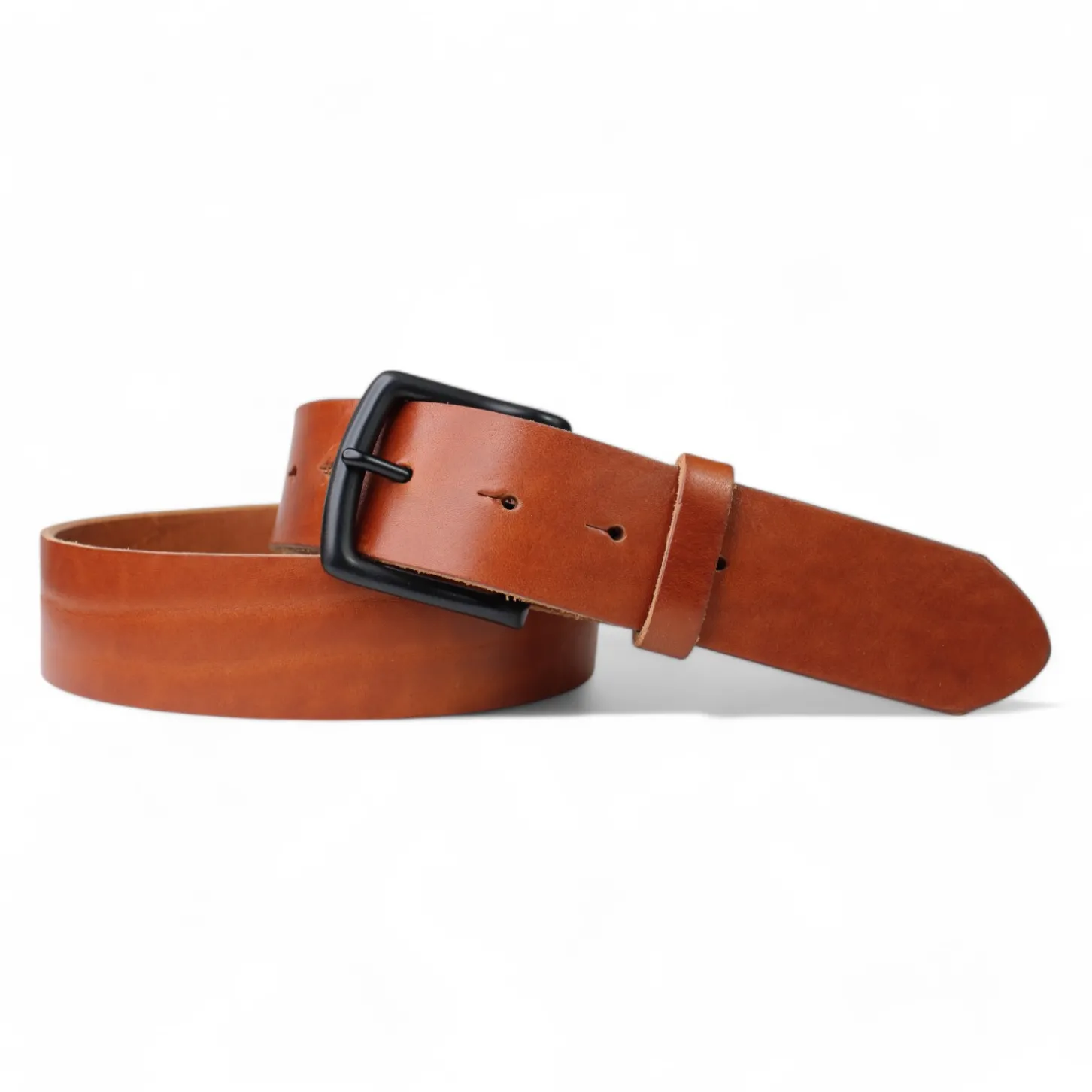 Best Patina® 4 cm-Gürtel, Sattlerleder, Messingschnalle mattschwarz, nicht reflektierend