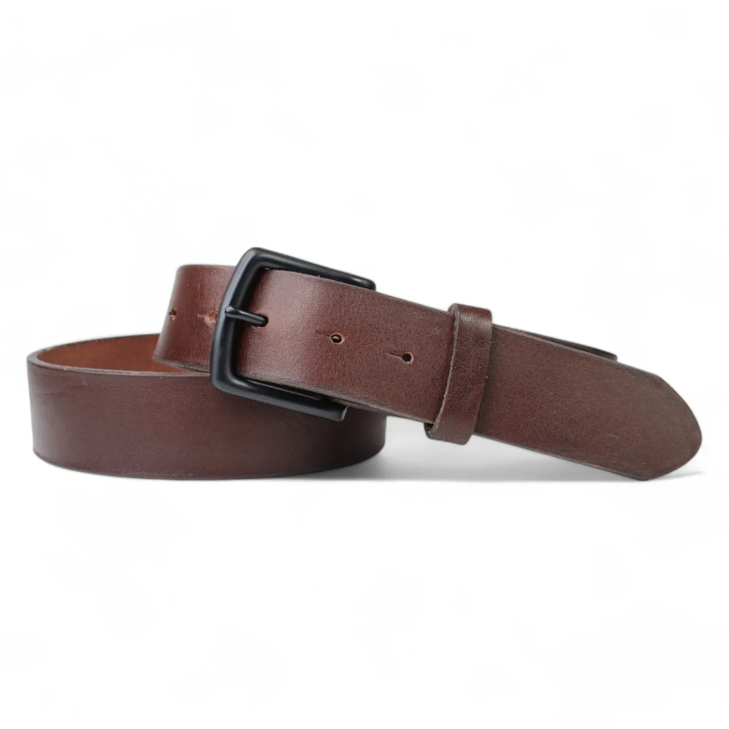 Best Patina® 4 cm-Gürtel, Sattlerleder, Messingschnalle mattschwarz, nicht reflektierend