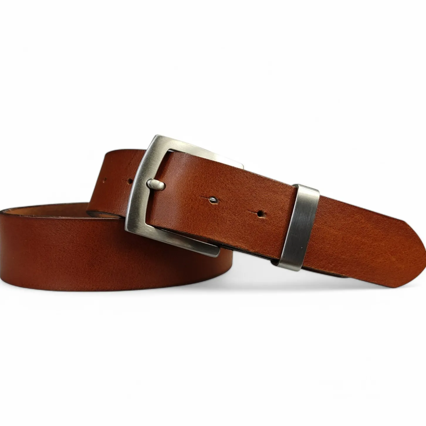 Best Patina® high end-Gürtel, 4 cm, massive Edelstahlschnalle mit Schlaufe, Anilinleder
