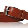 Best Patina® hochwertiger 4 cm Ledergürtel, massive Messingschnalle silbern, Sattlerleder