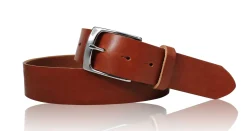 Best Patina® hochwertiger 4 cm Ledergürtel, massive Messingschnalle silbern, Sattlerleder