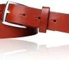 Best Patina® hochwertiger 3 cm Herrengürtel, massive versilberte Messingschnalle, pflanzlich gegerbtes Sattlerleder