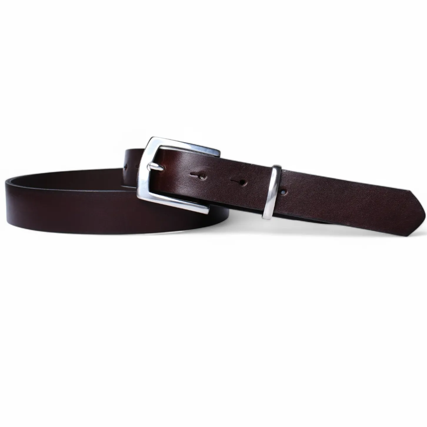 Best Patina® hochwertiger 3 cm Herrengürtel, Edelstahlschnalle/Schlaufe, pflanzlich gegerbtes Sattlerleder