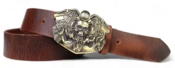 Best Patina® hochwertiger Ledergürtel 4cm, Biker Gürtelschnalle, massiv Messing