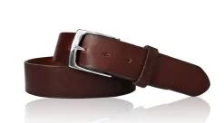 Best Patina® hochwertiger 4 cm Ledergürtel, massive Messingschnalle silbern, Sattlerleder