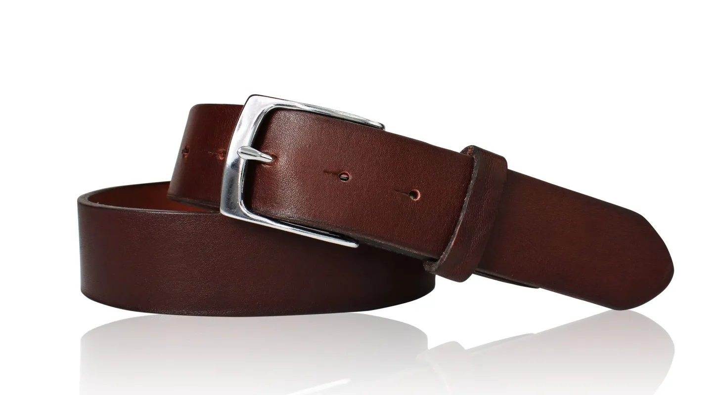 Best Patina® hochwertiger 4 cm Ledergürtel, massive Messingschnalle silbern, Sattlerleder