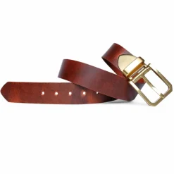 Best Patina® hochwertiger 4 cm Herrengürtel, massive Messingschnalle, pflanzlich gegerbtes Sattlerleder