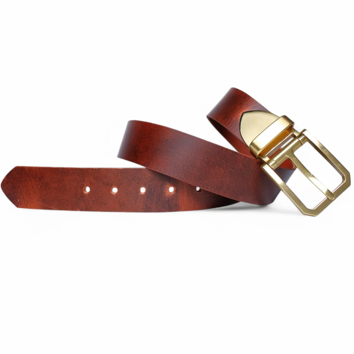 Best Patina® hochwertiger 4 cm Herrengürtel, massive Messingschnalle, pflanzlich gegerbtes Sattlerleder