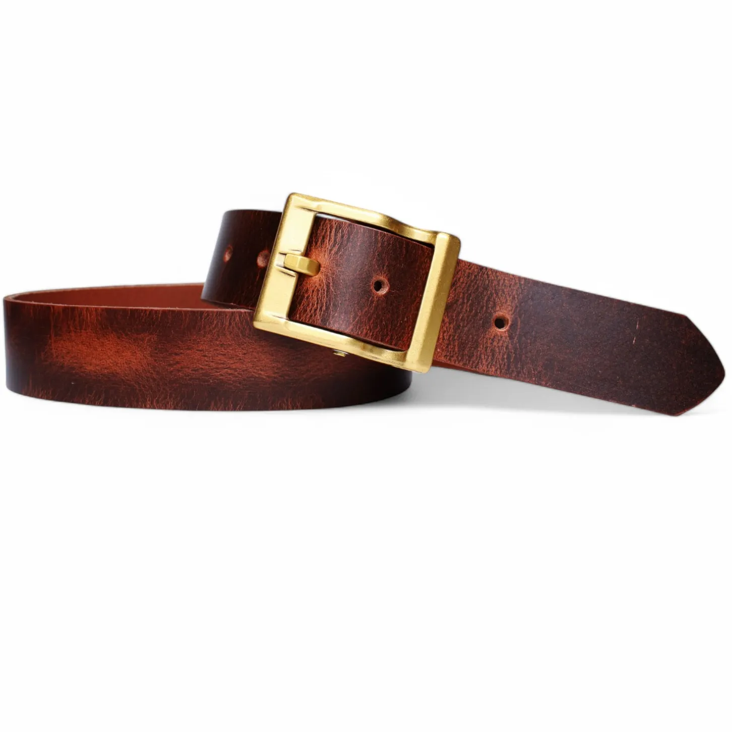 Best Patina® hochwertiger 4 cm Herrengürtel, massive Messingschnalle, pflanzlich gegerbtes Sattlerleder
