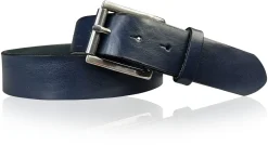 Best Patina® hochwertiger 4 cm Ledergürtel, Sattlerleder, massive silberne Edelstahl Rollschnalle