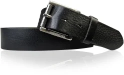 Best Patina® hochwertiger 4 cm Ledergürtel, Sattlerleder, massive silberne Edelstahl Rollschnalle