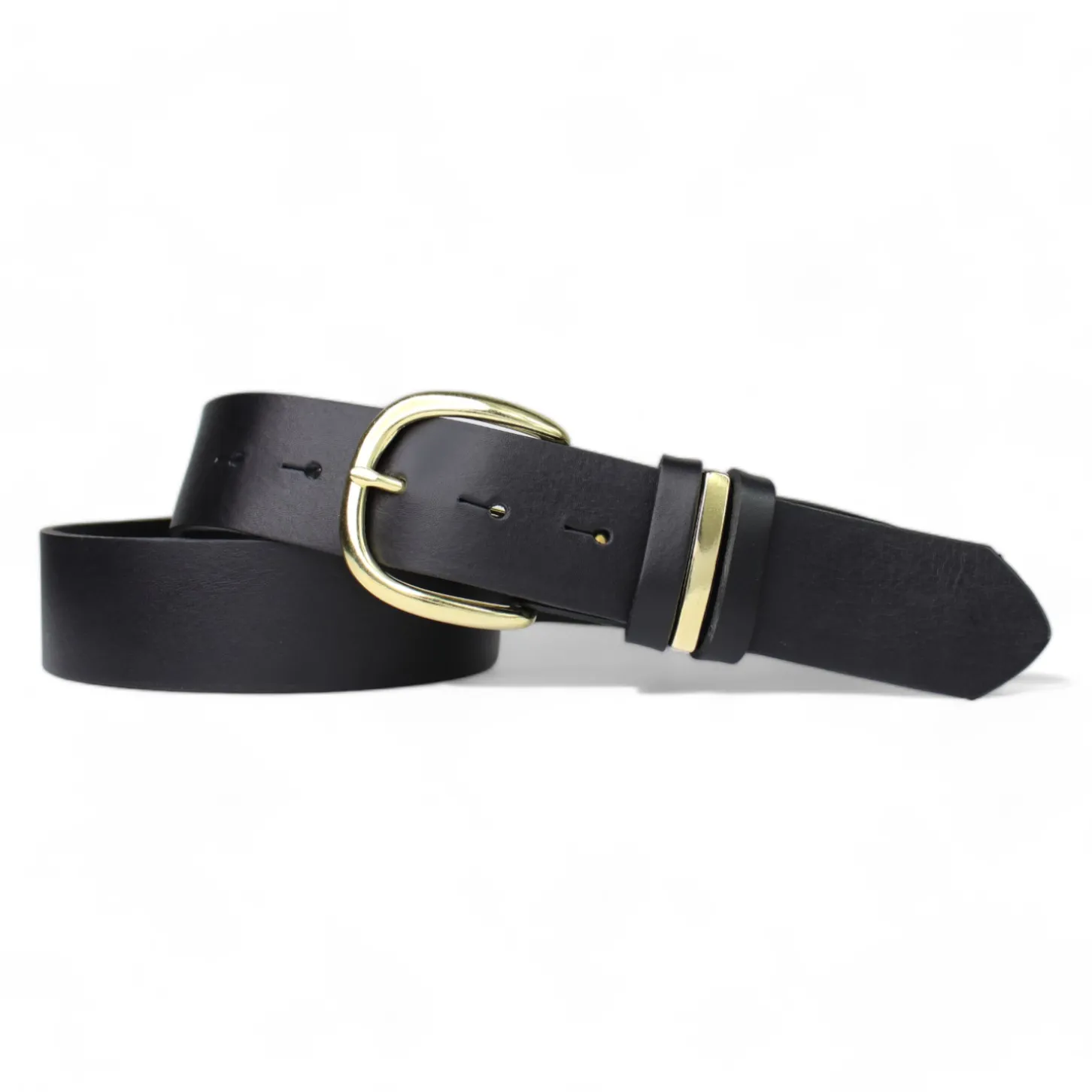 Best&Timeless Damen Ledergürtel 4 cm, Gürtelschnalle massiv Messing, 3 Schlaufen, Leder