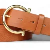 Best&Timeless hochwertiger Damen Ledergürtel 4 cm, goldene Gürtelschnalle Hufeisenform, vegetabiles Leder