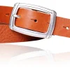 Best&Timeless hochwertiger Damen Ledergürtel 3 cm, silberne Gürtelschnalle, vegetabiles Leder