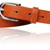 Best&Timeless hochwertiger Damen Ledergürtel 2,5 cm, silberne Gürtelschnalle, vegetabiles Leder