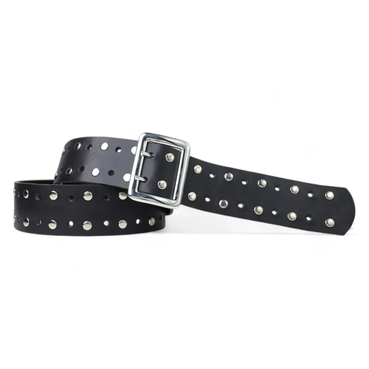 Best&Timeless hochwertiger Nietengürtel Damen 4,5 cm, Doppeldorn Gürtelschnalle verchromt