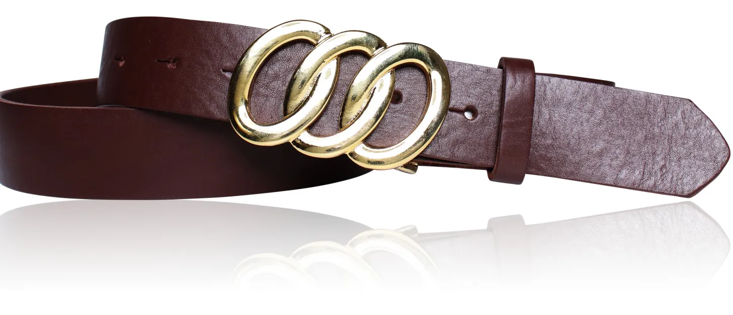 Best&Timeless hochwertiger Damen Ledergürtel 3,5 cm, echt vergoldete Gürtelschnalle, vegetabiles Leder