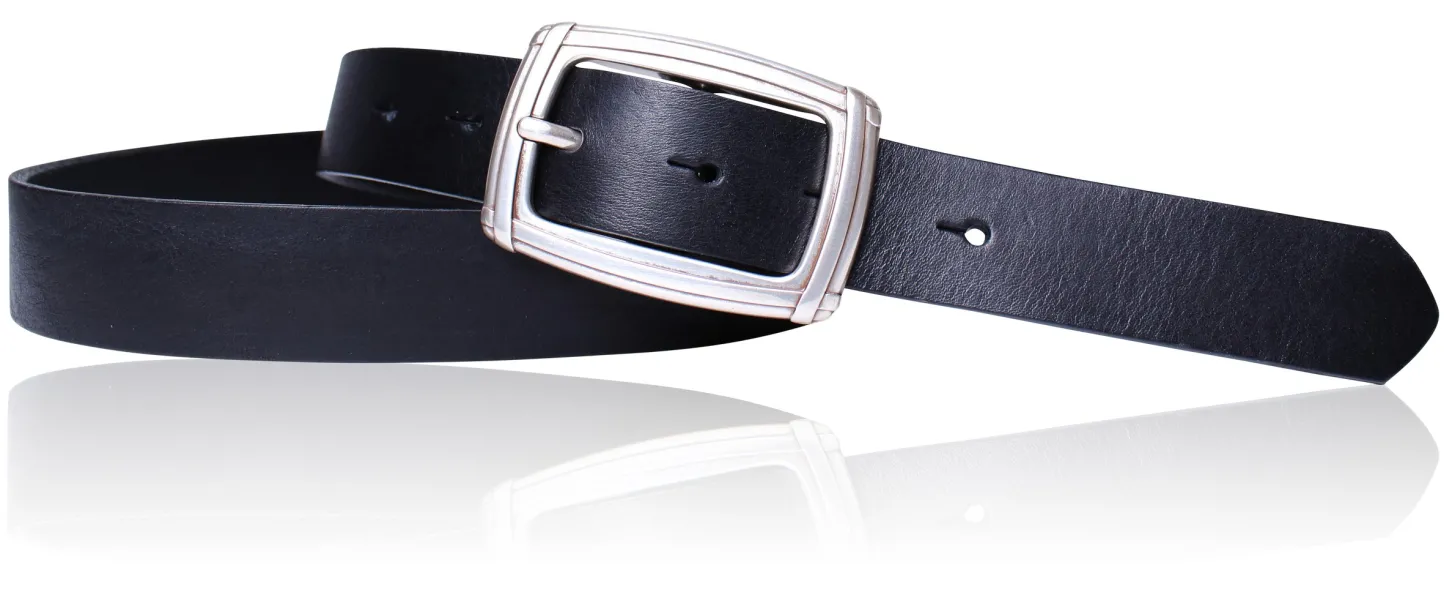 Best&Timeless hochwertiger Damen Ledergürtel 3 cm, silberne Gürtelschnalle, vegetabiles Leder