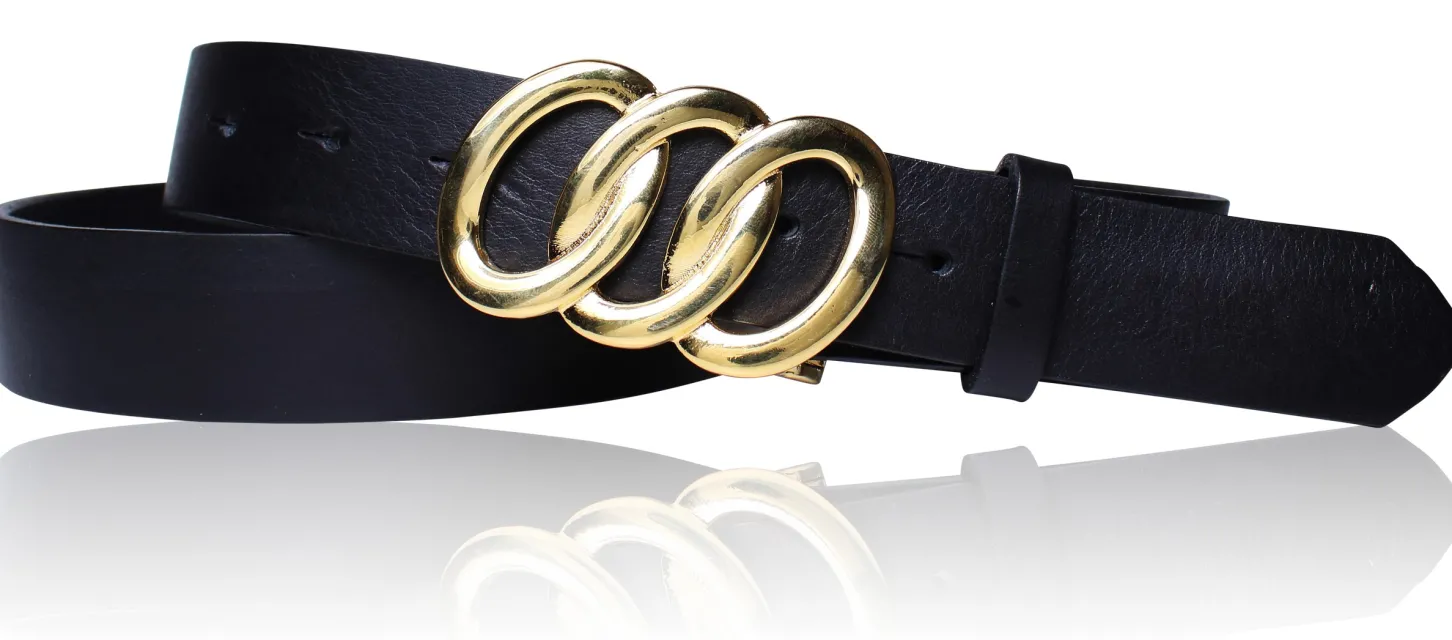 Best&Timeless hochwertiger Damen Ledergürtel 3,5 cm, echt vergoldete Gürtelschnalle, vegetabiles Leder