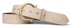 Best&Timeless hochwertiger Damen Ledergürtel 4 cm, goldene Gürtelschnalle Hufeisenform, vegetabiles Leder