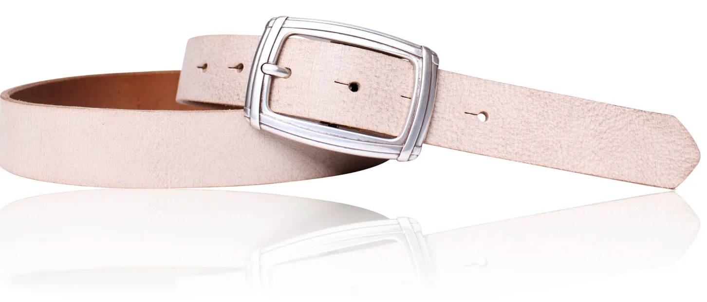Best&Timeless hochwertiger Damen Ledergürtel 3 cm, silberne Gürtelschnalle, vegetabiles Leder
