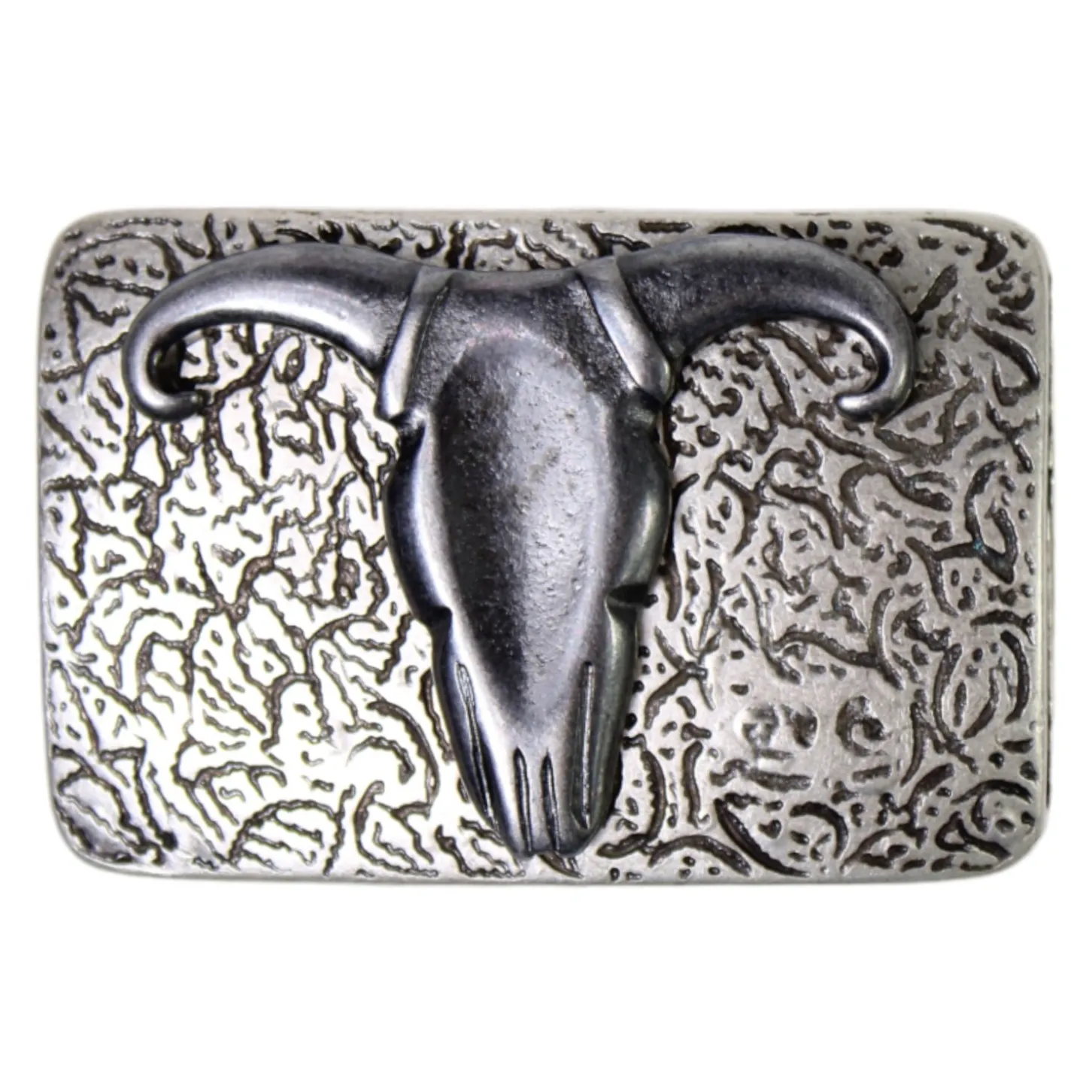 Büffelkopf Gürtelschnalle 4 cm altsilber, Westernschnalle, Koppelschnalle