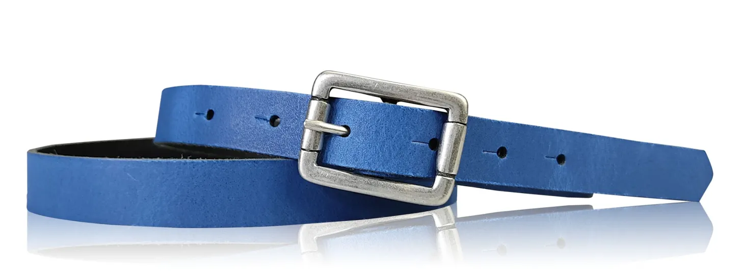 BOGODA: schmaler Damen Ledergürtel 2 cm, echt Leder, mattsilberne Gürtelschnalle