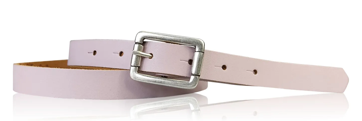 BOGODA: schmaler Damen Ledergürtel 2 cm, echt Leder, mattsilberne Gürtelschnalle