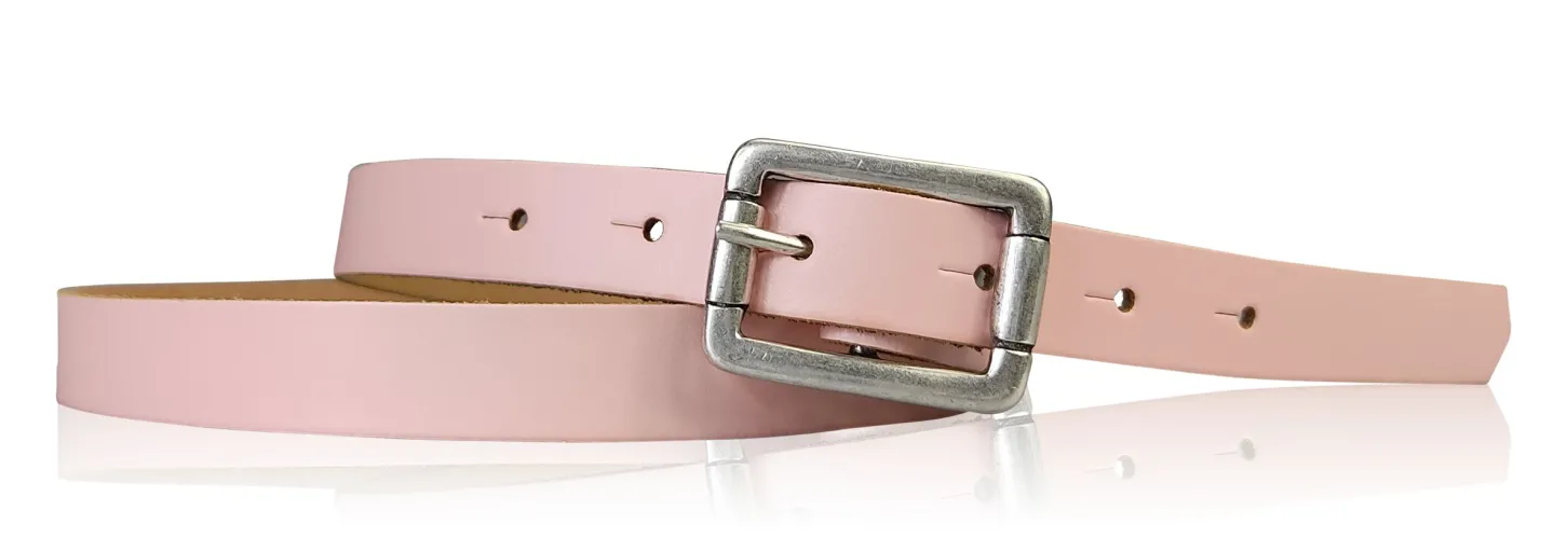 BOGODA: schmaler Damen Ledergürtel 2 cm, echt Leder, mattsilberne Gürtelschnalle