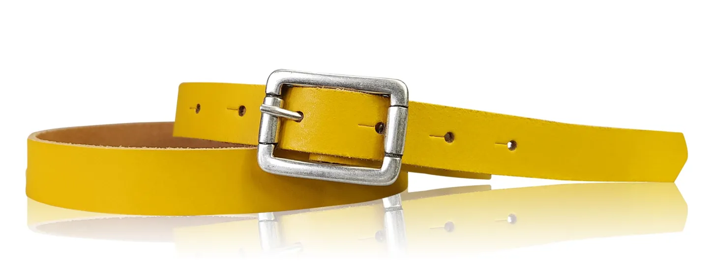 BOGODA: schmaler Damen Ledergürtel 2 cm, echt Leder, mattsilberne Gürtelschnalle