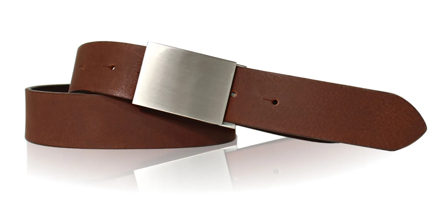 BOZEN klassischer Anzuggürtel 35 mm, hochwertiges Leder, hochwertige Gürtelschnalle, kürzbar