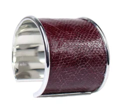 breiter Armreif 4,5 cm aus Fischleder, Edelstahl, tolle Farben, silber