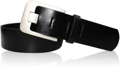 Breiter Gürtel 4,5 cm, Vollrindleder, Militärleder, extra dick, Gürtelschnalle altsilber Optik, Metall